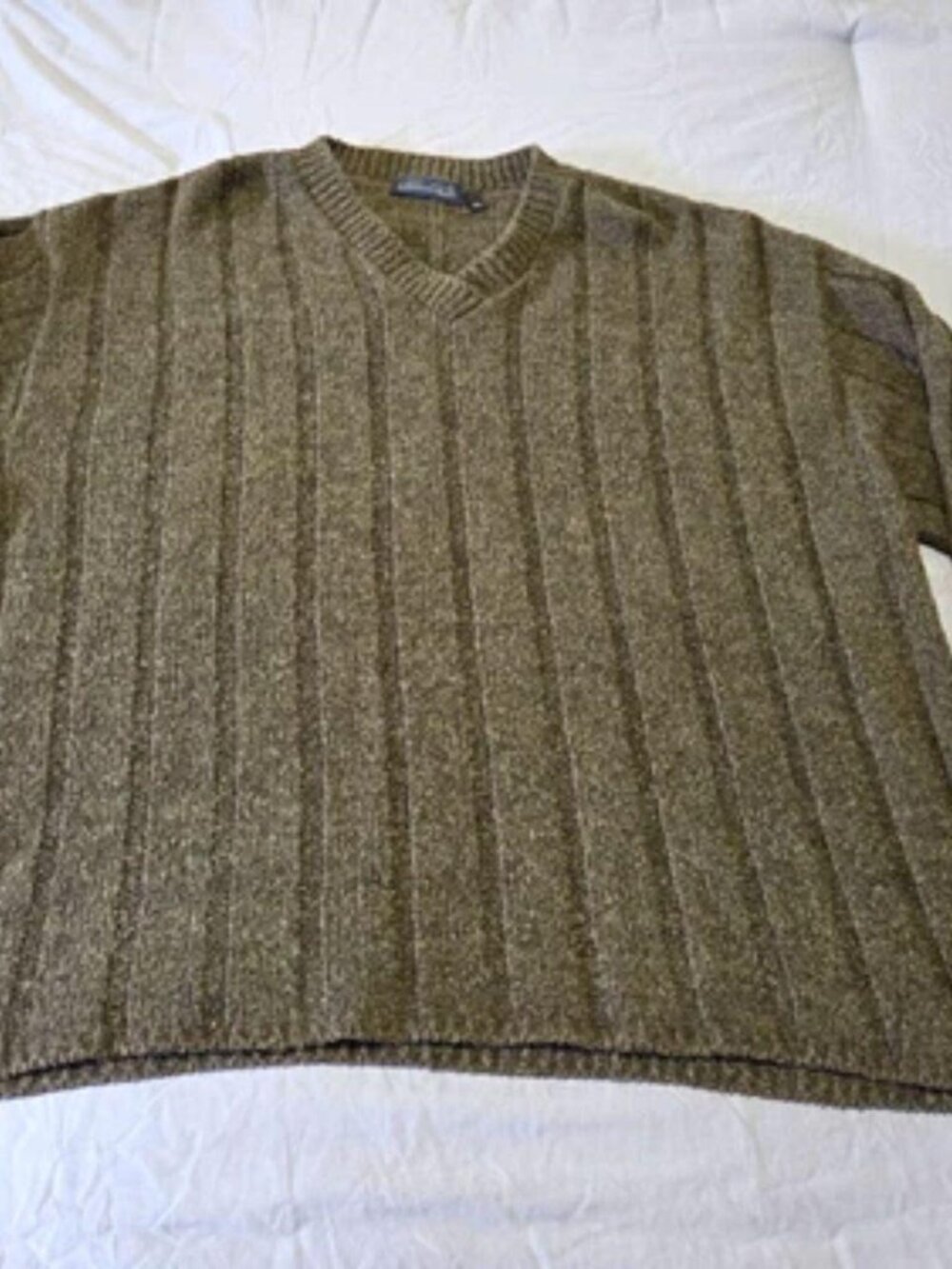 Decade Men's Ribbed V-Neck Long Sleeve Sweater - Extra Large Brown Gray Pullover